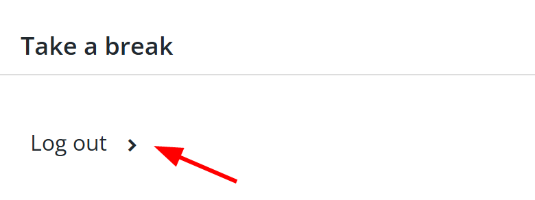 Settings page with Log out highlighted