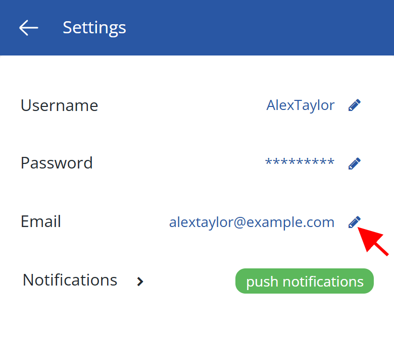 Email address setting